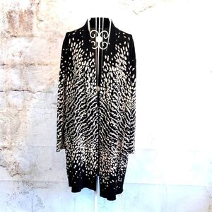 Alfani Black and Cream Patterned Cardigan Womens Size L